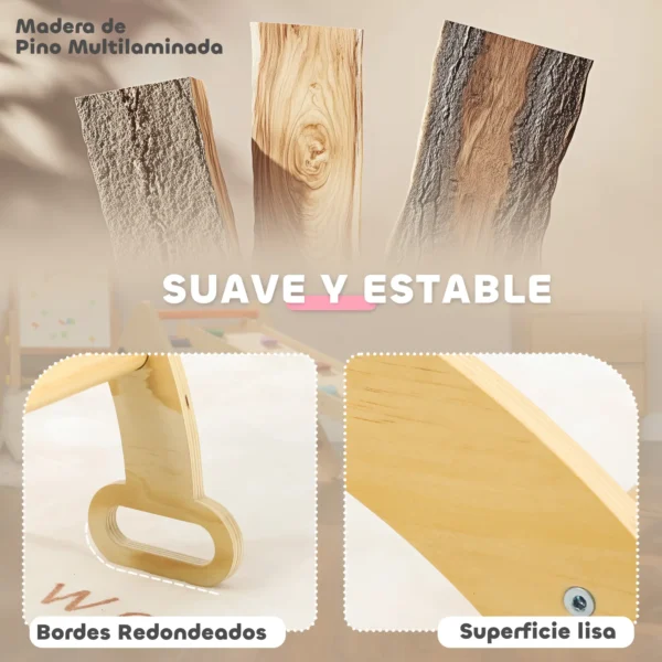 Arco de Escalada para Niños de 18-48 Meses Balancín para Bebés Carga 50 kg 68x42x36 cm Natural - Imagen 7