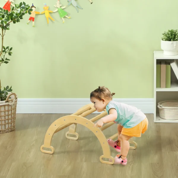 Arco de Escalada para Niños de 18-48 Meses Balancín para Bebés Carga 50 kg 68x42x36 cm Natural - Imagen 10