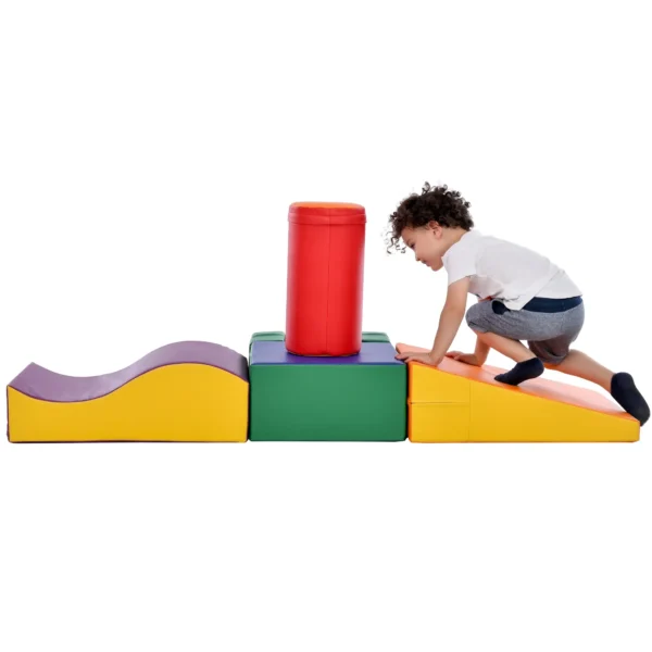 Set de 6 Grandes Bloques de Construcción para Jugar y Trepar con Escalera y Tobogán Adecuado para Niños en Edad Preescolar y Bebés Bloques Suaves y Coloridos - Imagen 2