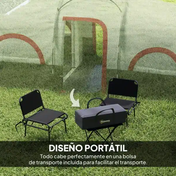 Tienda de Campaña Familiar para 4-6 Personas Impermeable con Dormitorios Independientes 435x251x195 cm Gris y Blanco - Imagen 6