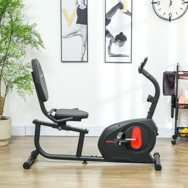 Bicicleta Estática en Casa Silenciosa con Resistencia Magnética Ajustable y Pantalla LCD 103-139x61x100,5 cm Negro CON RESPALDO - Imagen 4