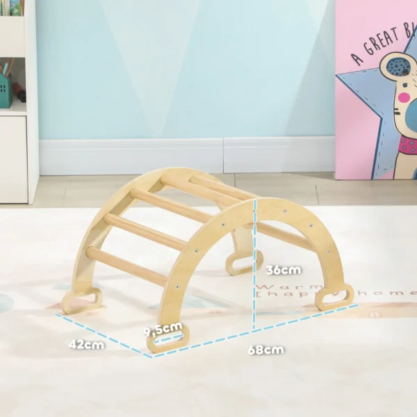 Arco de Escalada para Niños de 18-48 Meses Balancín para Bebés Carga 50 kg 68x42x36 cm Natural - Imagen 9