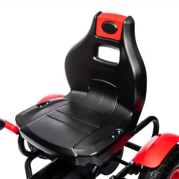 Go Kart a Pedales para Niños con Asiento Ajustable Neumáticos de Goma Freno de Mano Carga 50 kg 121x58x61 cm Rojo - Imagen 3