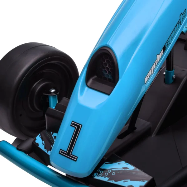 Elektro-Gokart para Niños, Función de Drift, Bocina, Música, Cinturón de Seguridad, Arranque Suave, Azul/Negro - Imagen 4