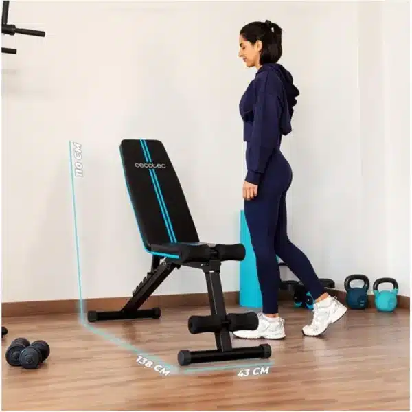 Drumfit SetUp 7000 Banco de musculación para pesas acolchado, plegable, ajustable en 7 niveles y reclinable hasta 180º. Con almohadillas antideslizantes. Entrenamiento cuerpo completo. - Imagen 2