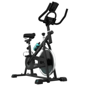 DrumFit Indoor 6000 Forcis Bicicleta indoor con volante de inercia de 6 kg, resistencia manual, monitor LCD, soporte de dispositivos, botella, porta botellas y calapiés