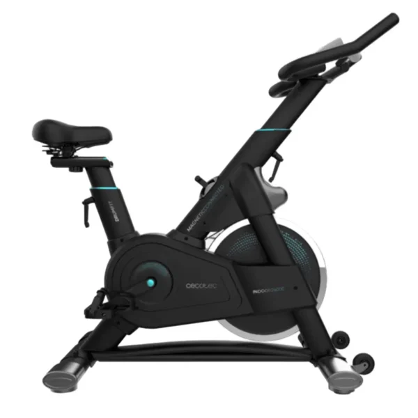 DrumFit Indoor 24000 Magnetic Connected Bicicleta indoor con sistema de resistencia magnética con volante de inercia de 24 Kg. APP. 8 niveles de resistencia. Pantalla LCD. Soporte para dispositivos. Pulsómetro. Ruedas de transporte. Sillín y manillar regulables. Peso máximo de 120 kg y altura máxima 190 cm