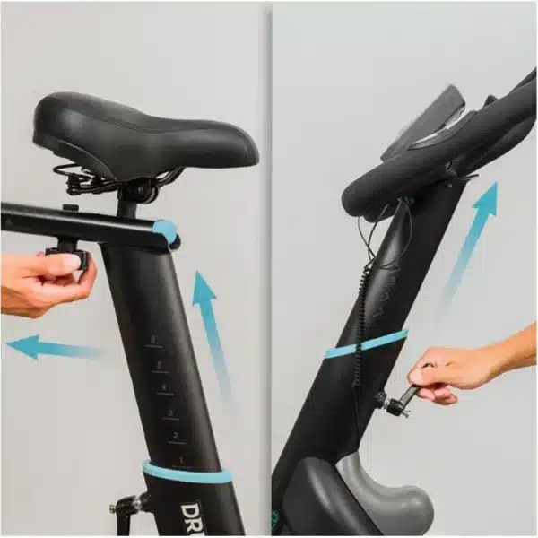 DrumFit Indoor 24000 Magnetic Connected Bicicleta indoor con sistema de resistencia magnética con volante de inercia de 24 Kg. APP. 8 niveles de resistencia. Pantalla LCD. Soporte para dispositivos. Pulsómetro. Ruedas de transporte. Sillín y manillar regulables. Peso máximo de 120 kg y altura máxima 190 cm - Imagen 5