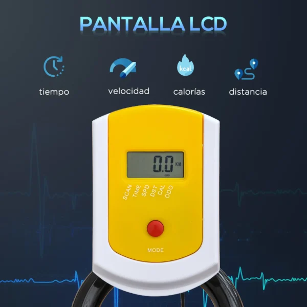 Bici Estática Bicicleta de Fitness con Resistencia Regulable Pantalla LCD Ruedas Manillar y Asiento Ajustable Amarillo - Imagen 8