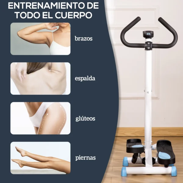 Máquina de Steps Mini Stepper para Fitness en Casa con Pantalla LCD y Pedales Antideslizantes 55x44x108cm Blanco y Azul - Imagen 6