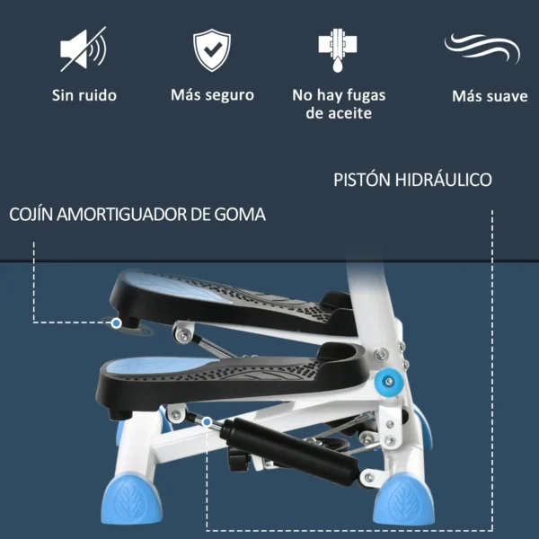 Máquina de Steps Mini Stepper para Fitness en Casa con Pantalla LCD y Pedales Antideslizantes 55x44x108cm Blanco y Azul - Imagen 8
