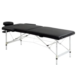 Mesa de masaje plegable portátil con bolsa de transporte carga máx. 225 Kg altura ajustable 185 x 70 cm negro