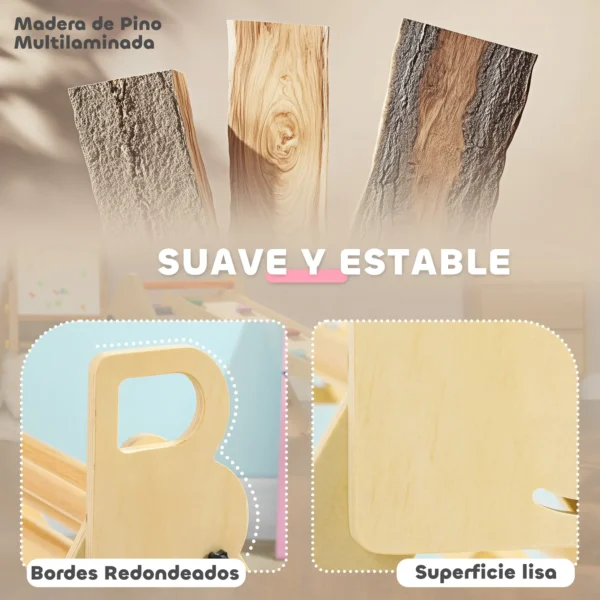 Escalada para Niños de 18-48 Meses para Cultivar Habilidades de Equilibrio y Coordinación 82x66x71 cm Natural - Imagen 7