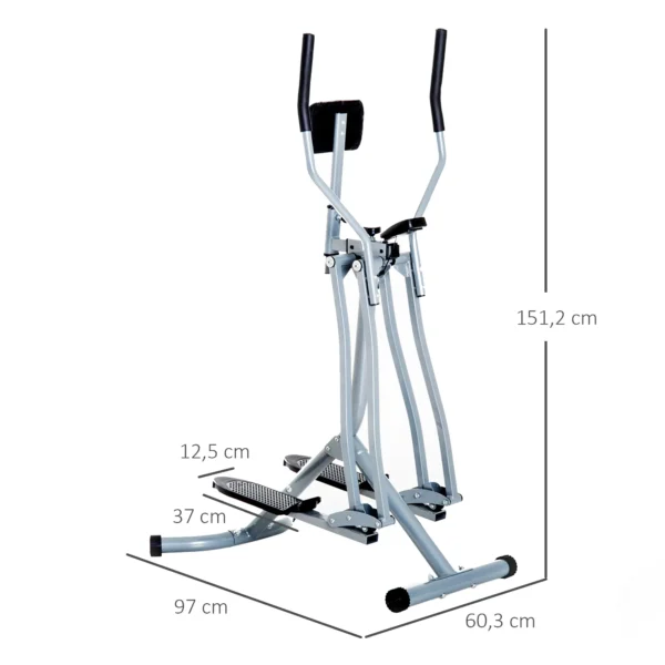 Bicicleta Elíptica Ajustable con Pantalla Carga 110 kg Air Walker para Entrenamiento Cintura Caderas 96x60x152 cm Gris - Imagen 10