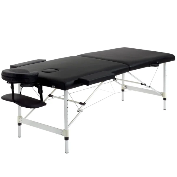 Mesa de masaje plegable portátil con bolsa de transporte carga máx. 225 Kg altura ajustable 185 x 70 cm negro - Imagen 2