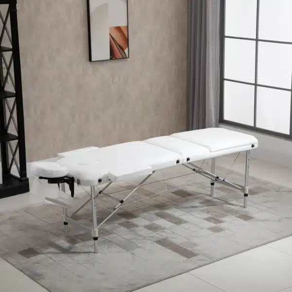 Camilla Masajes Portátil Plegable y Profesional en Aluminio blanco 215x60x61-84cm - Imagen 6