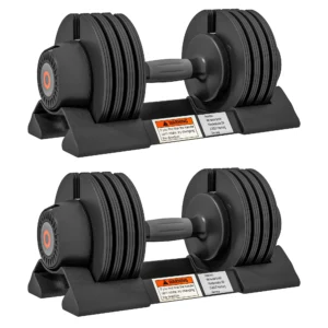 Kit de Pesas Ajustables con Porta Manubrios y Agarre Antideslizante, de Acero y ABS, 33x16x16 cm, Negro