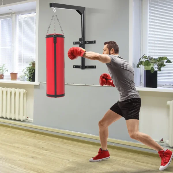 Soporte de Pared para Saco de Boxeo Regulable 57 A 81CM Soporte de Pared para Saco de Boxeo con Gancho Bolsa Pesada MMA Tubo Robusto de Acero Carga Máx. 100 kg Negro - Imagen 10