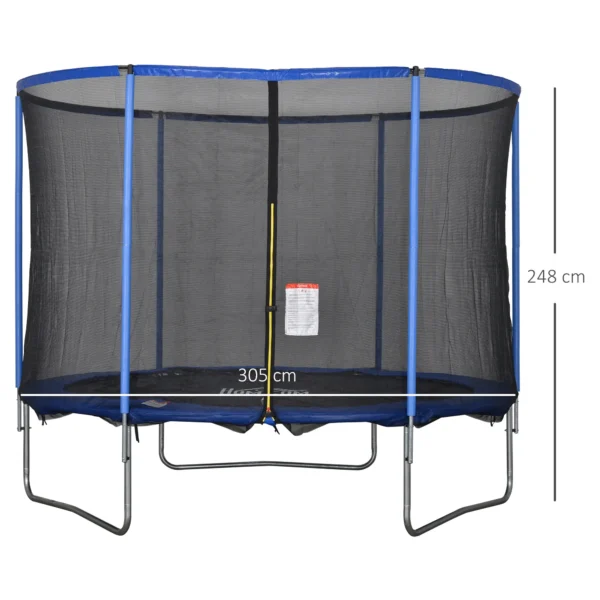 Cama Elástica con Red de Seguridad Trampolín de Jardín para Uso en Interiores y Exteriores Trampolín Fitness para Niños y Adultos de Acero Azul y Negro hasta 113,6 kg Ø305 x 248H cm - Imagen 4