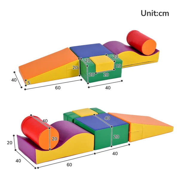 Set de 6 Grandes Bloques de Construcción para Jugar y Trepar con Escalera y Tobogán Adecuado para Niños en Edad Preescolar y Bebés Bloques Suaves y Coloridos - Imagen 9