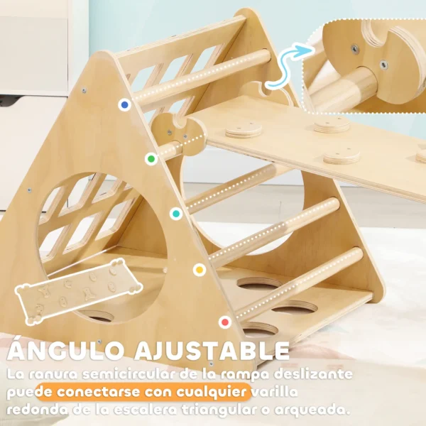 Escalada para Niños de 18-48 Meses 8 en 1 con Rampa Escalera de Arco y Bolsa de Arena 175x59,5x60 cm Natural - Imagen 6