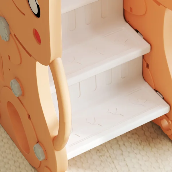 Tobogán Infantil con Columpio con Barandilla y Canasta 4 en 1 para Niños de +18 Meses 147,5x160x107 cm Naranja - Imagen 4
