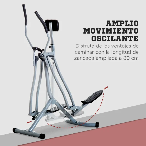 Bicicleta Elíptica Ajustable con Pantalla Carga 110 kg Air Walker para Entrenamiento Cintura Caderas 96x60x152 cm Gris - Imagen 9