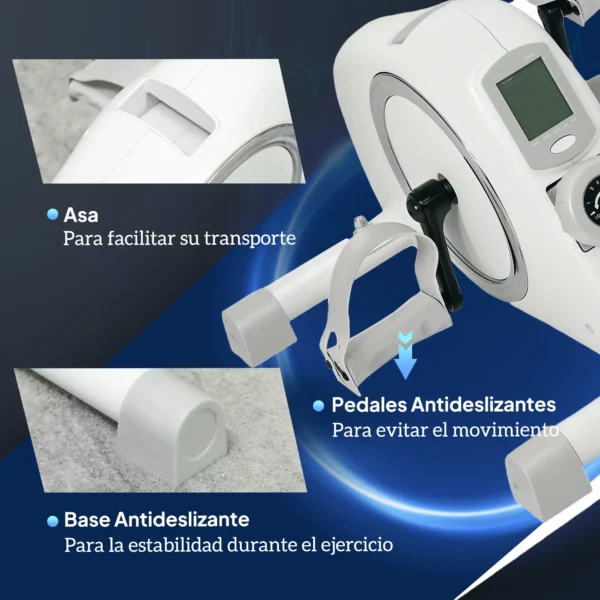 Mini Bicicleta Estática con Resistencia Magnética Pantalla LCD y Pedales Antideslizantes para Ejercitar Brazos y Piernas - Imagen 5