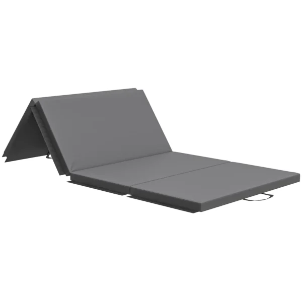 Tapete de gimnasia yoga pilates fitness plegable en 4 con asas revestimiento sintético 180 x 80 x 5 cm gris - Imagen 3