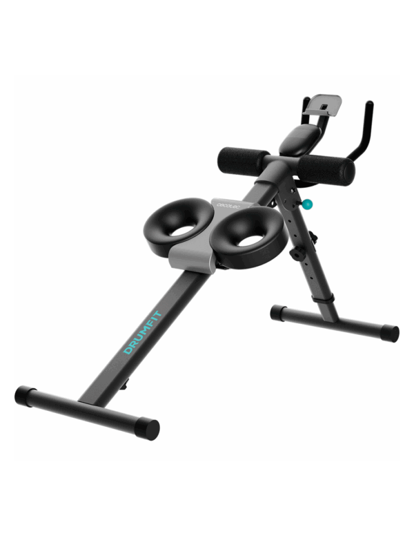 Drumfit AB Trainer Máquina de abdominales plegable con soporte para dispositivos. Pantalla LCD. 2 posiciones. Almohadillas acolchadas. Peso máximo del usuario 130 kg. Altura máxima 185 cm.