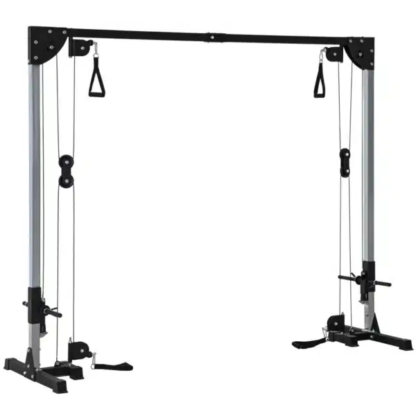 Aparato de musculación doble polea vis a vis crossover, carga libre con pesa 2x50 kg 245x85x207 cm 5