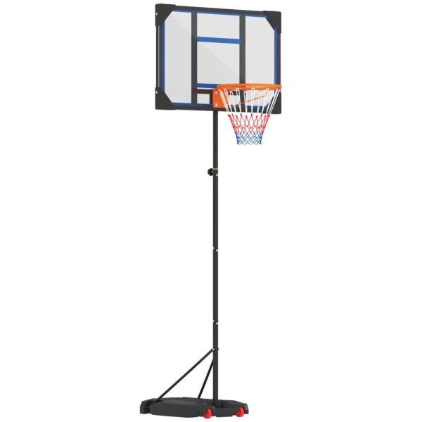 Canasta de baloncesto para niños, altura ajustable de 210-260 cm exterior e interior con ruedas, base de contrapeso, azul - Imagen 2
