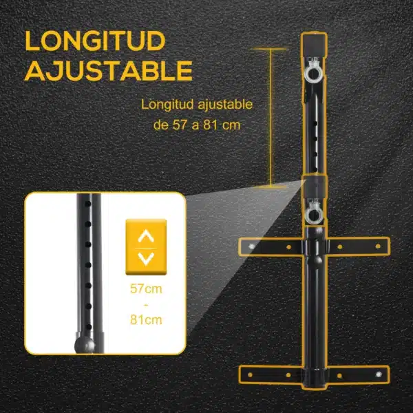Soporte de Pared para Saco de Boxeo Regulable 57 A 81CM Soporte de Pared para Saco de Boxeo con Gancho Bolsa Pesada MMA Tubo Robusto de Acero Carga Máx. 100 kg Negro - Imagen 7