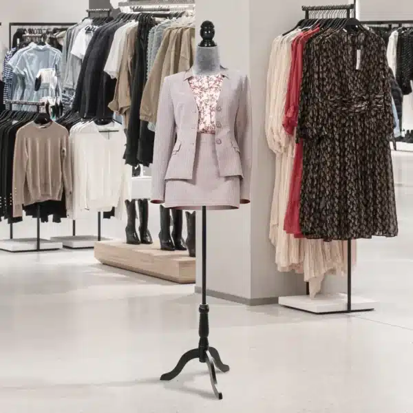 Maniquí de Costura Ajustable a 130-168 cm con Trípode de Madera para Fotografía de Moda Exposición de Prendas Gris - Imagen 6