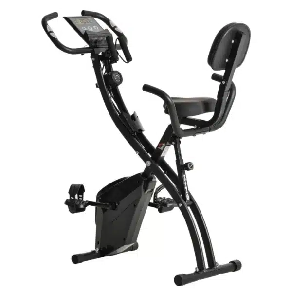 Bicicleta Estática Plegable Regulable en Altura Resistencia Magnética Ajustable Bicicleta de Ejercicio Fitness con Pantalla LCD y Asiento con Respaldo Sensor de Pulso 105x48x118 cm Negro - Imagen 11
