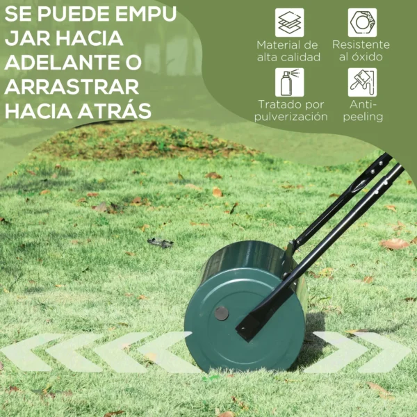 Rodillo para Césped de 30L Relleno de Arena o Agua con Mango en U para Jardín Granja Verde Oscuro - Imagen 6