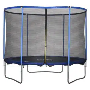 Cama Elástica con Red de Seguridad Trampolín de Jardín para Uso en Interiores y Exteriores Trampolín Fitness para Niños y Adultos de Acero Azul y Negro hasta 113,6 kg Ø305 x 248H cm