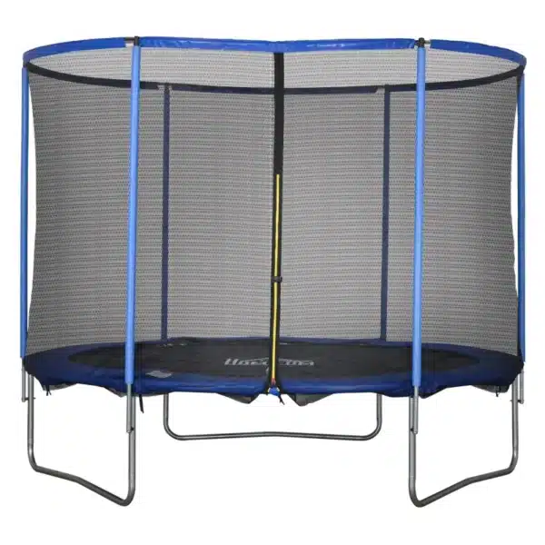 Cama Elástica con Red de Seguridad Trampolín de Jardín para Uso en Interiores y Exteriores Trampolín Fitness para Niños y Adultos de Acero Azul y Negro hasta 113,6 kg Ø305 x 248H cm
