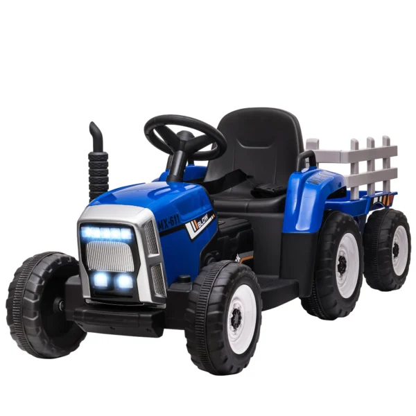Tractor Eléctrico con Remolque para Niños 3-6 Años con Control Remoto y Cinturón de Seguridad 136,5x50x52,5 cm Azul - Imagen 2