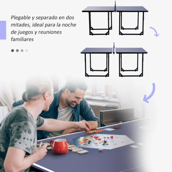 Mesa de Ping-Pong Plegable con Red y Marco de Acero para Interior y Exterior 182x91x76 cm Azul - Imagen 8