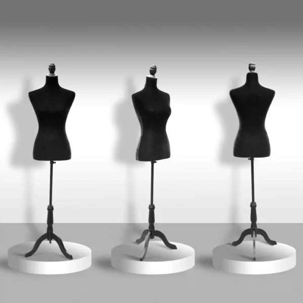 Maniquí de Costura Ajustable a 130-168 cm con Trípode de Madera para Fotografía de Moda Exposición de Prendas Negro - Imagen 5