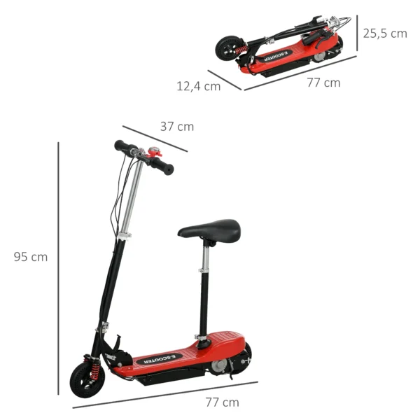 Trotinette eléctrica 120 W Plegable para niños 7-14 años, 15 Km/h Máx PATINETE CON ASIENTO - Imagen 6