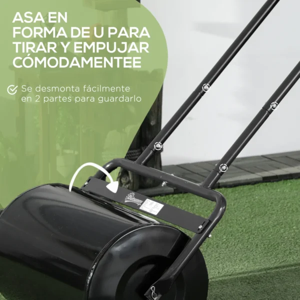 Rodillo para Césped de 38L Relleno de Arena o Agua con Mango en U para Jardín Granja Negro - Imagen 6