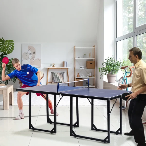 Mesa de Ping-Pong Plegable con Red y Marco de Acero para Interior y Exterior 182x91x76 cm Azul - Imagen 10