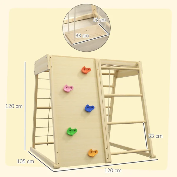 Set de Escalada 5 en 1 con columpio muro de escalada cuerda y trepar en madera barras de mono para niños - Imagen 6