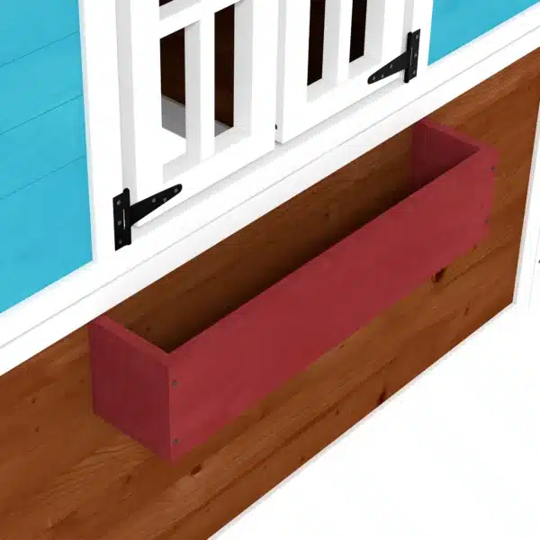 Casita de Madera Infantil con Puerta Ventanas Jardineras y Repisas con Detalles de Color 114x126,4x135 cm Marrón Oscuro - Imagen 3