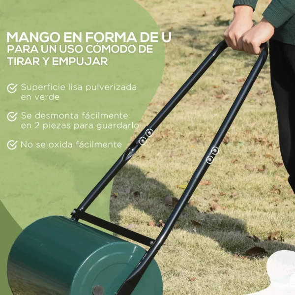Rodillo para Césped de 30L Relleno de Arena o Agua con Mango en U para Jardín Granja Verde Oscuro - Imagen 8