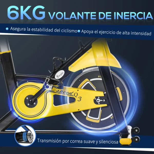 Bici Estática Bicicleta de Fitness con Resistencia Regulable Pantalla LCD Ruedas Manillar y Asiento Ajustable Amarillo - Imagen 7
