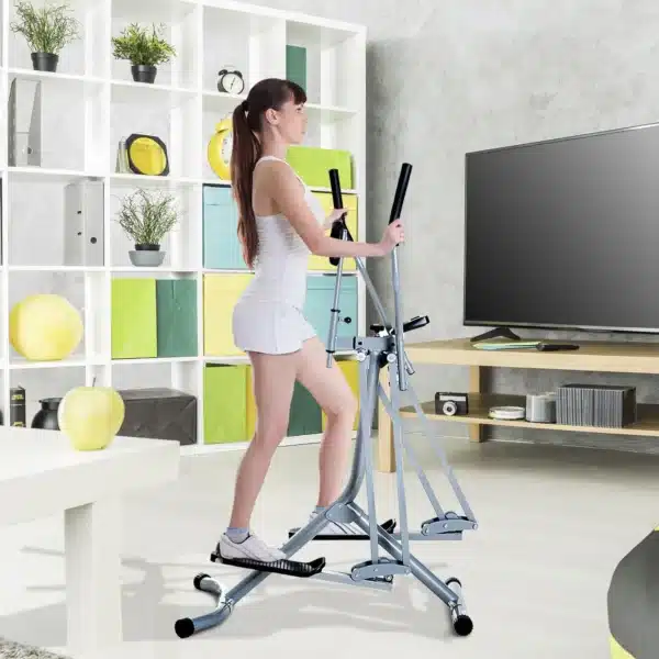 Bicicleta Elíptica Ajustable con Pantalla Carga 110 kg Air Walker para Entrenamiento Cintura Caderas 96x60x152 cm Gris - Imagen 11