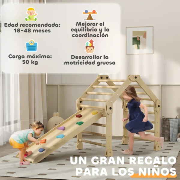 Escalada para Niños de 18-48 Meses 3 en 1 con Rampa para Deslizarse o Escalar 175x70x89 cm Multicolor 5 - Imagen 4